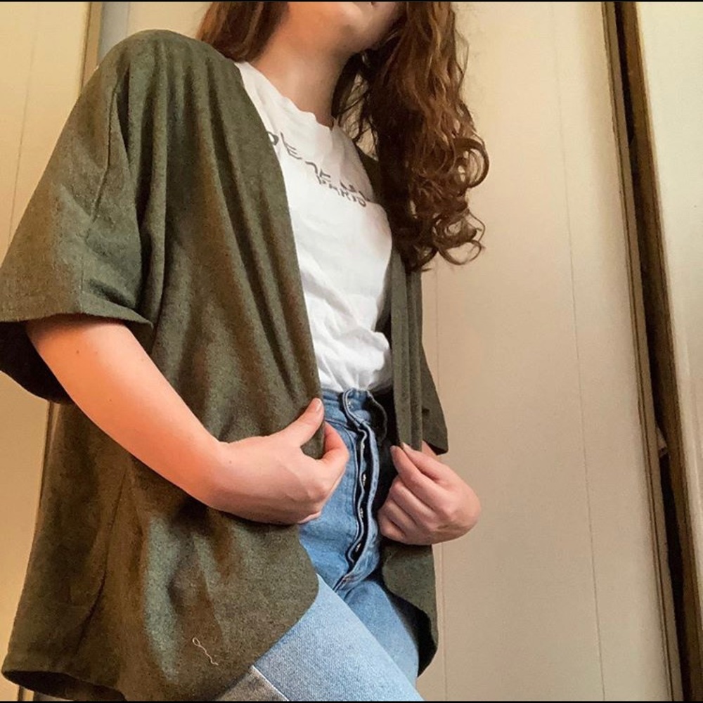 Green Coverup Drape Cardigan